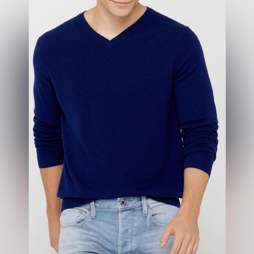 NWT STATE CASHMERE NAVY BLUE V NECK SWEATER SIZE XXL